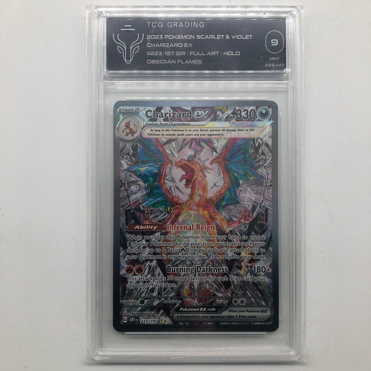 Charizard EX Pokemon Card 223/197 Obsidian Flames Graded TCG 9 25AU4