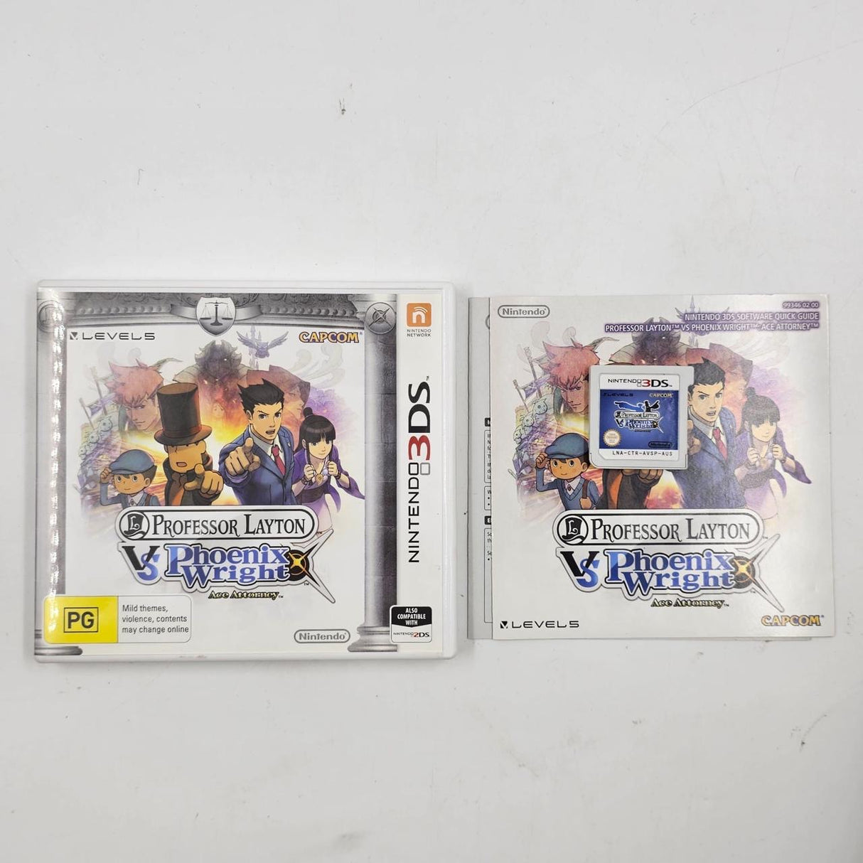 Professor Layton vs Phoenix Wright Ace Attorney Nintendo 3DS Game + Manual PAL