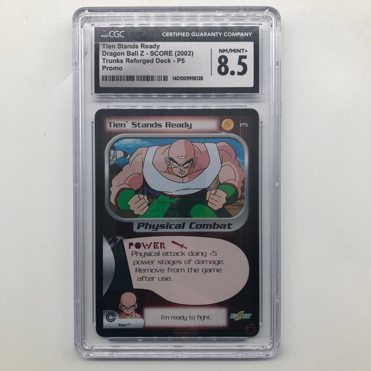 Tien Stands Ready Dragonball Z P5 Score Trunks Reforged Deck Graded CGC 8.5 25AU4