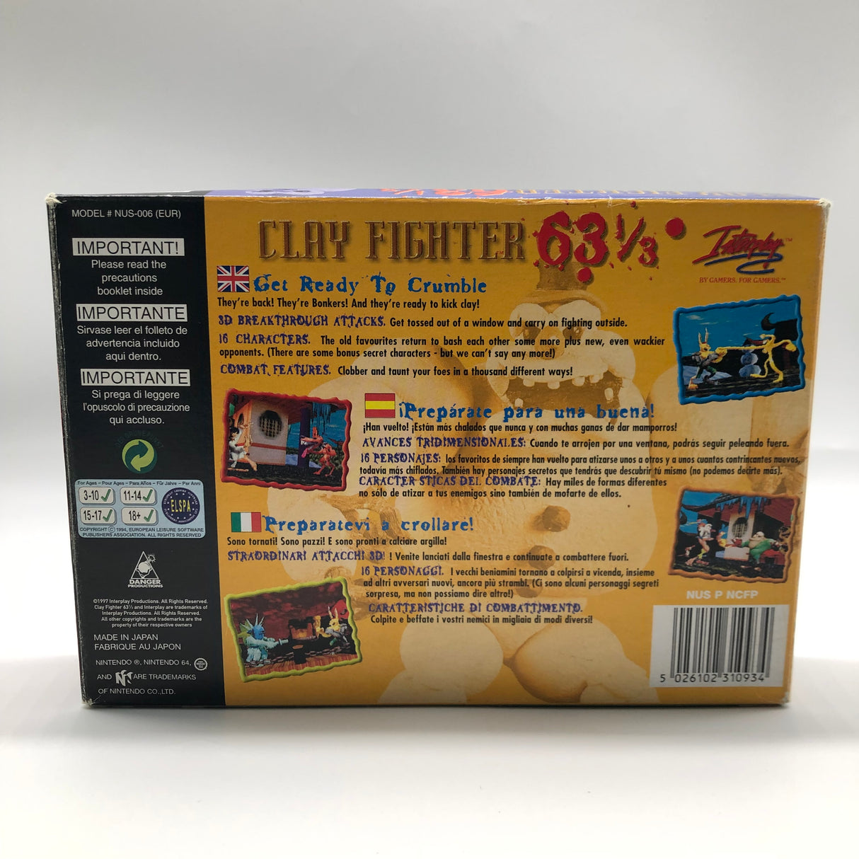 Clay Fighter 63 ⅓ Nintendo 64 N64 Game Boxed Complete PAL