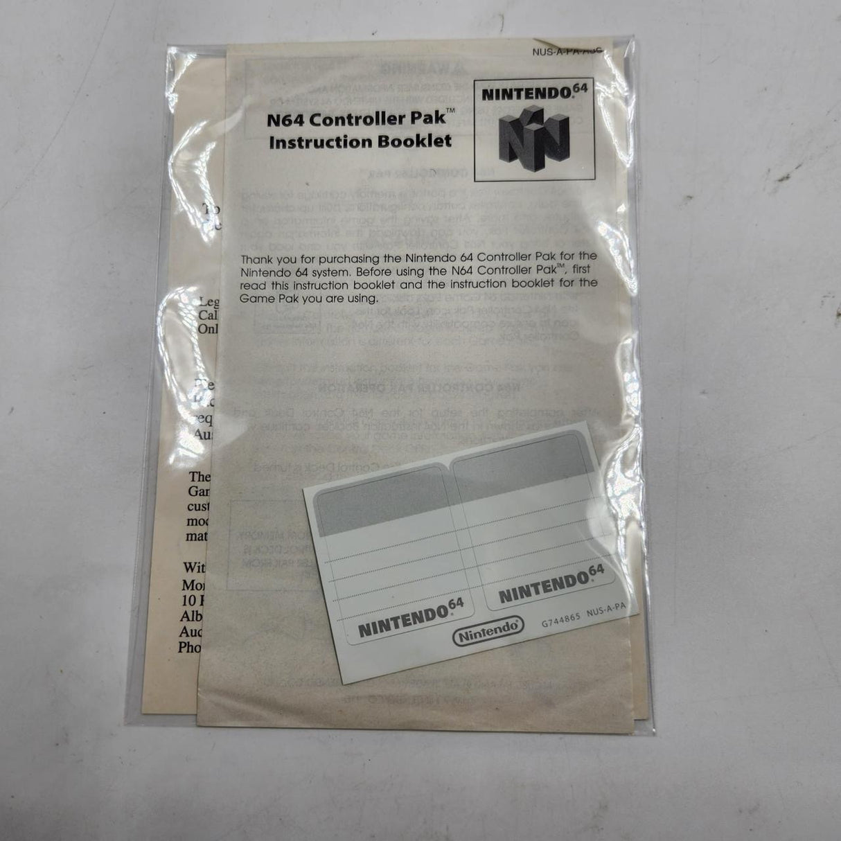 Controller Pak Nintendo 64 N64 Boxed PAL