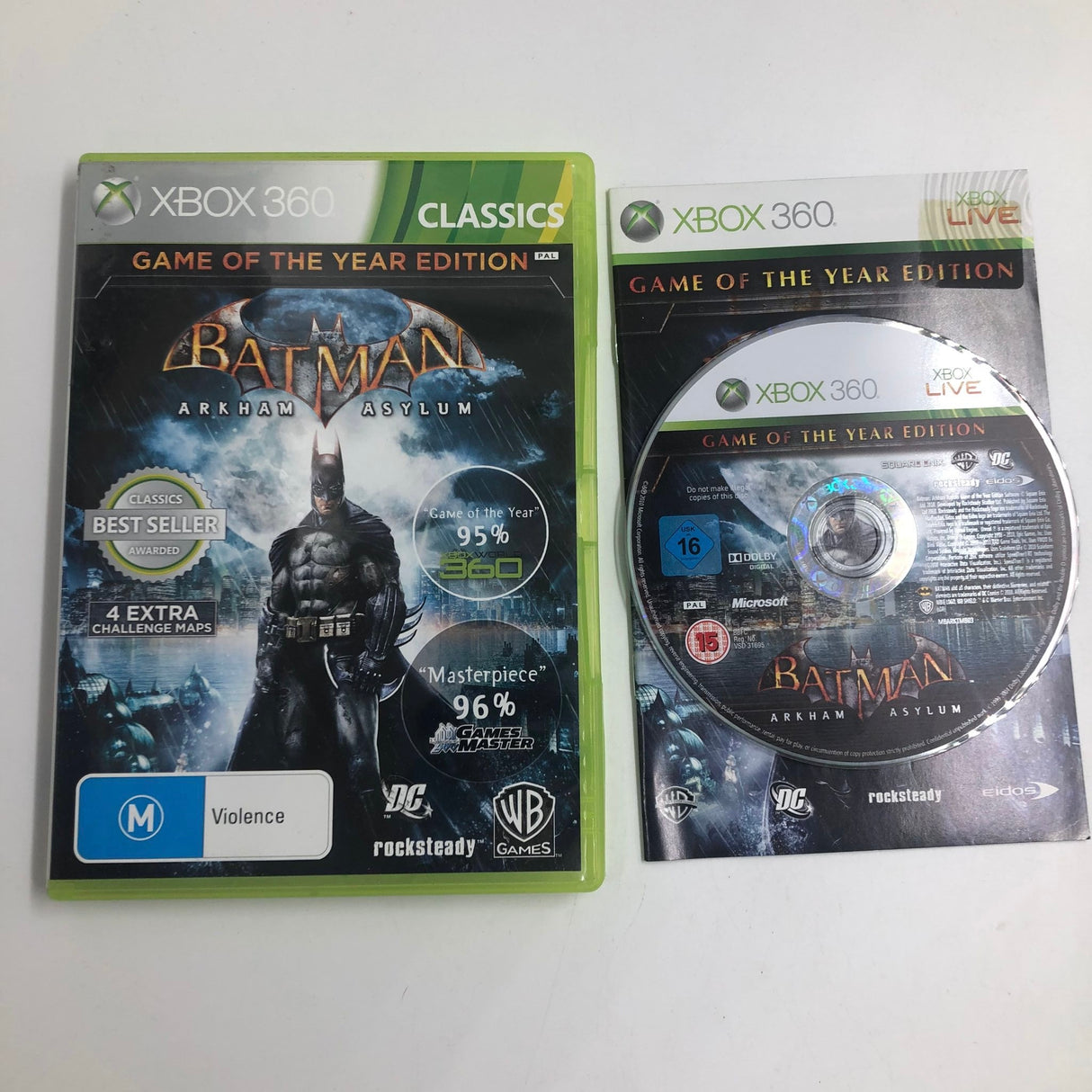 Batman Arkham Asylum Xbox 360 Game + Manual PAL