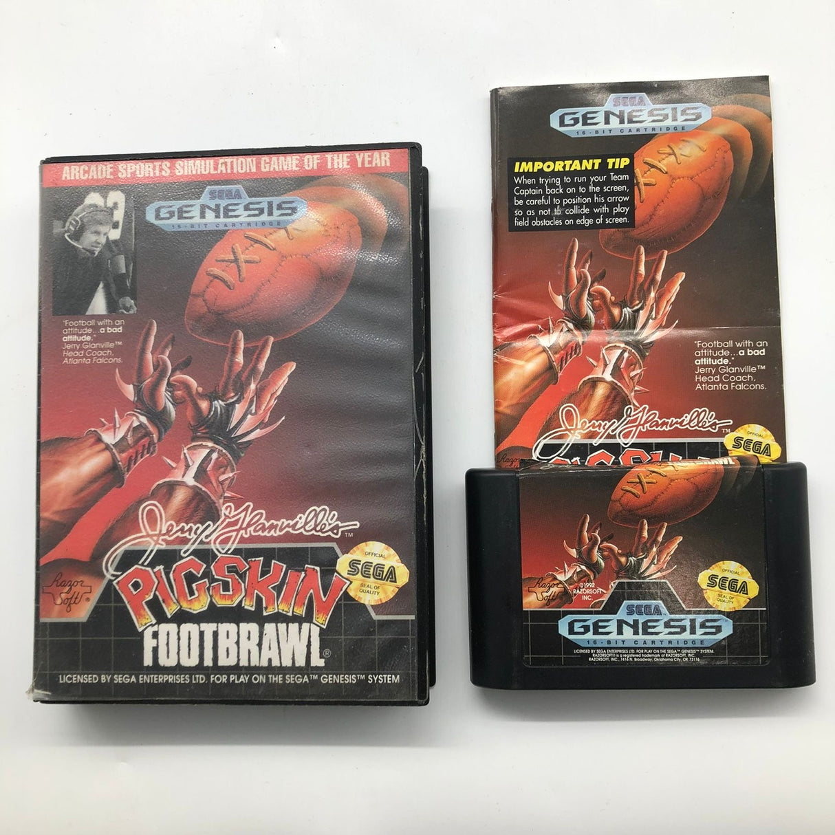 Pigskin Footbrawl Sega Mega Drive / Genesis Game + Manual PAL