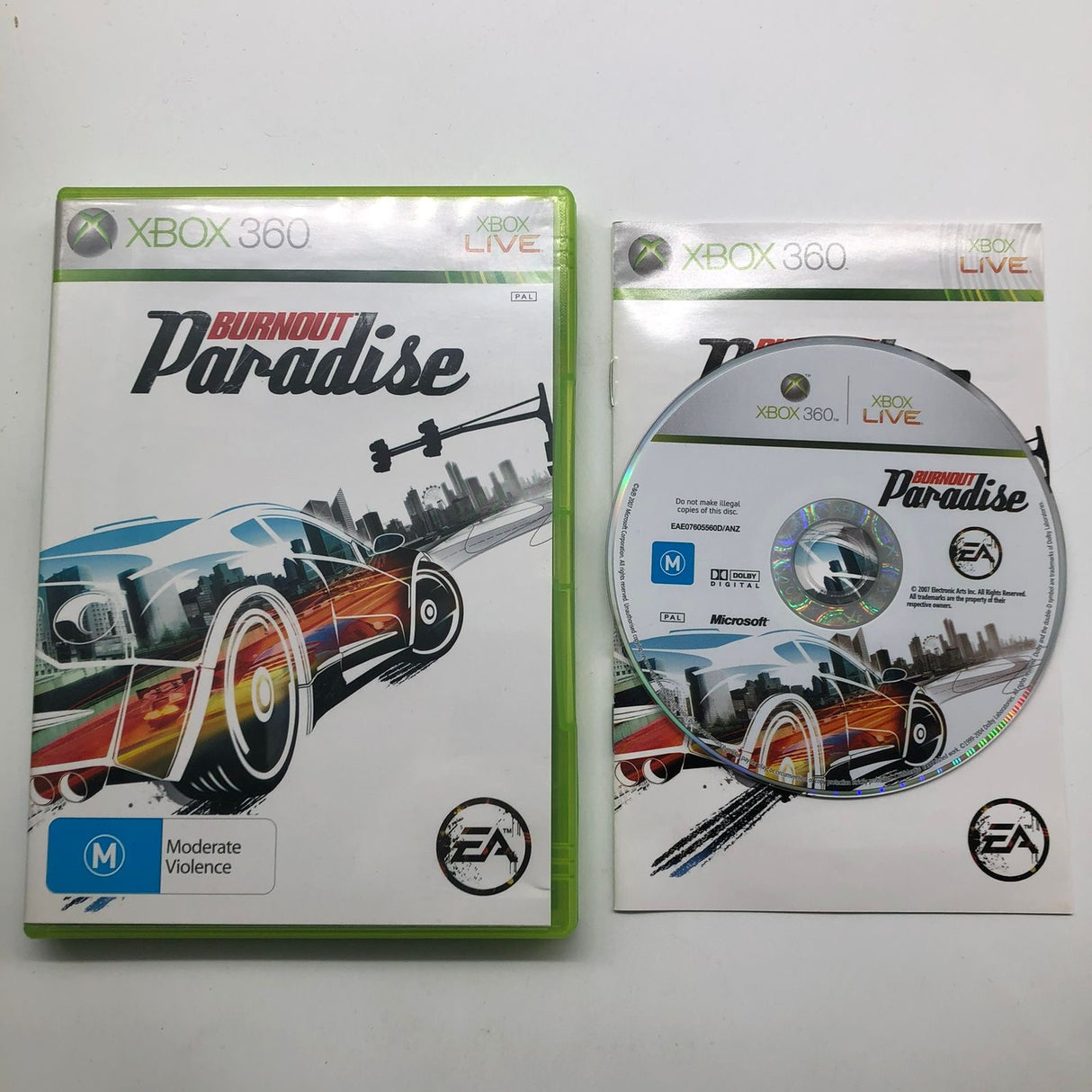 Burnout Paradise Xbox 360 Game + Manual PAL