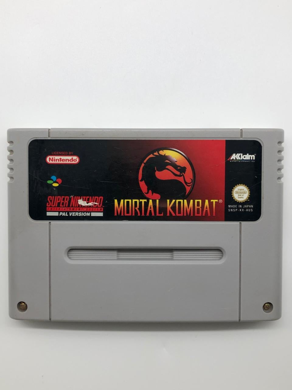 Mortal Kombat Super Nintendo SNES Game Cartridge PAL