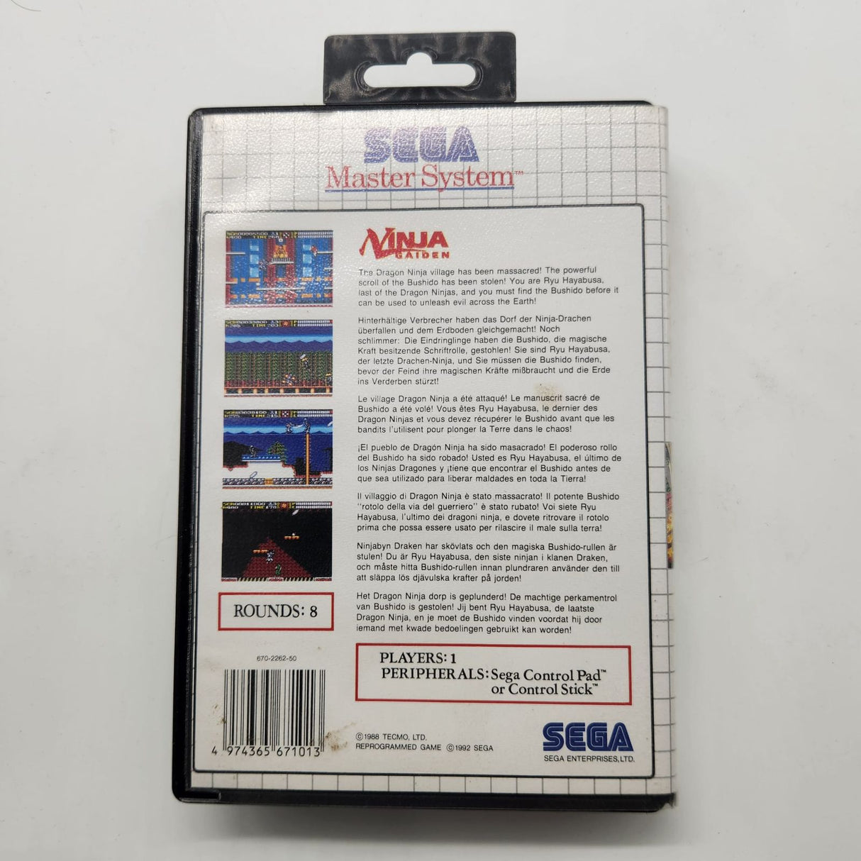 Ninja Gaiden Sega Master System Game PAL