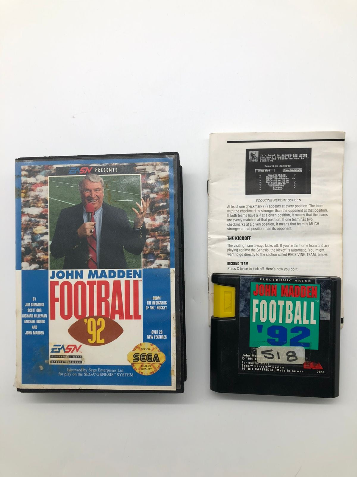 ESPN presents John Madden football 92 Sega Mega Drive / Genesis Game + Manual PAL