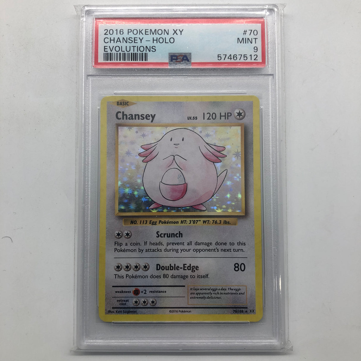 Chansey Pokemon Card XY 70/108 Evolutions Graded PSA 9 25AU4