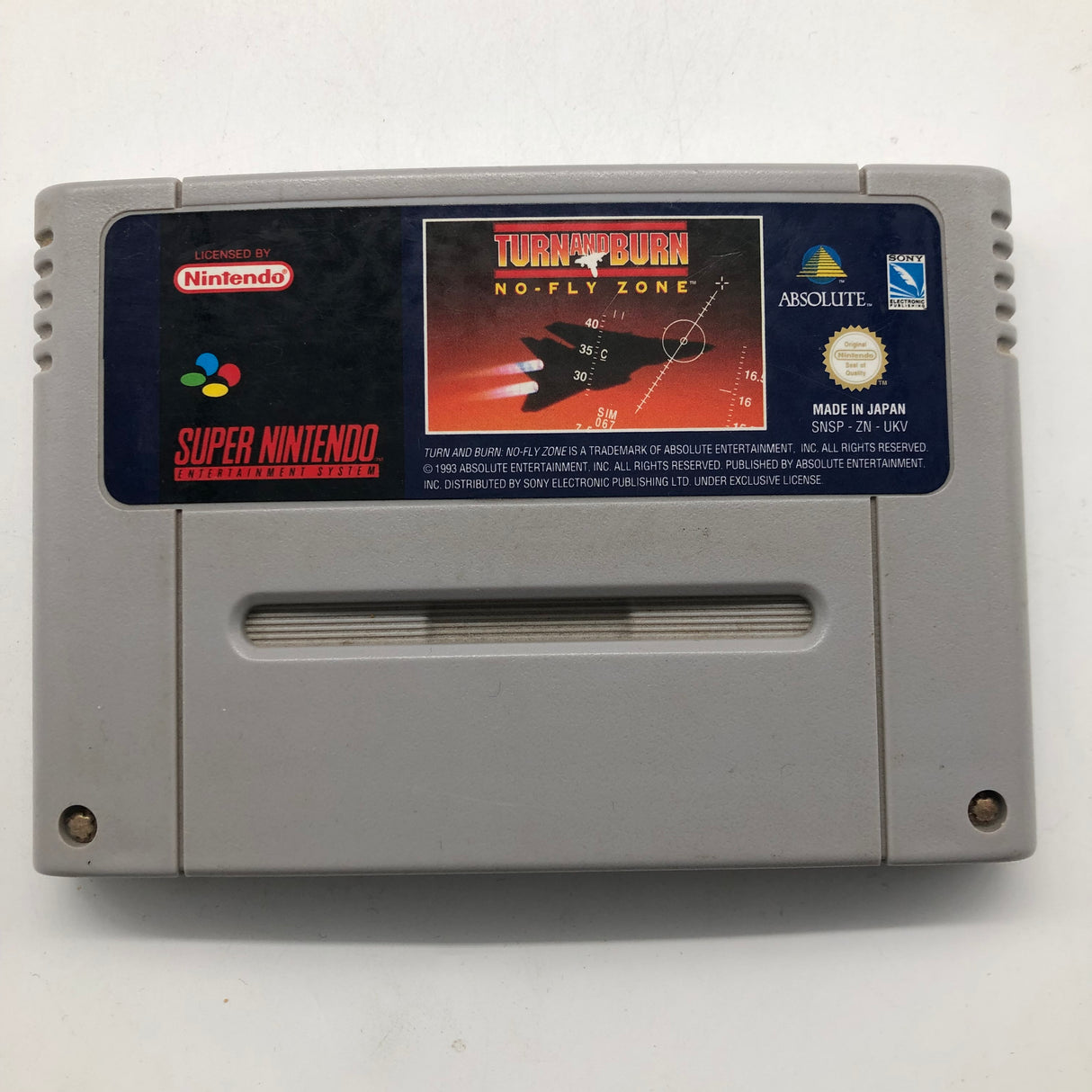 Turn and Burn No Fly Zone Super Nintendo SNES Game Cartridge PAL