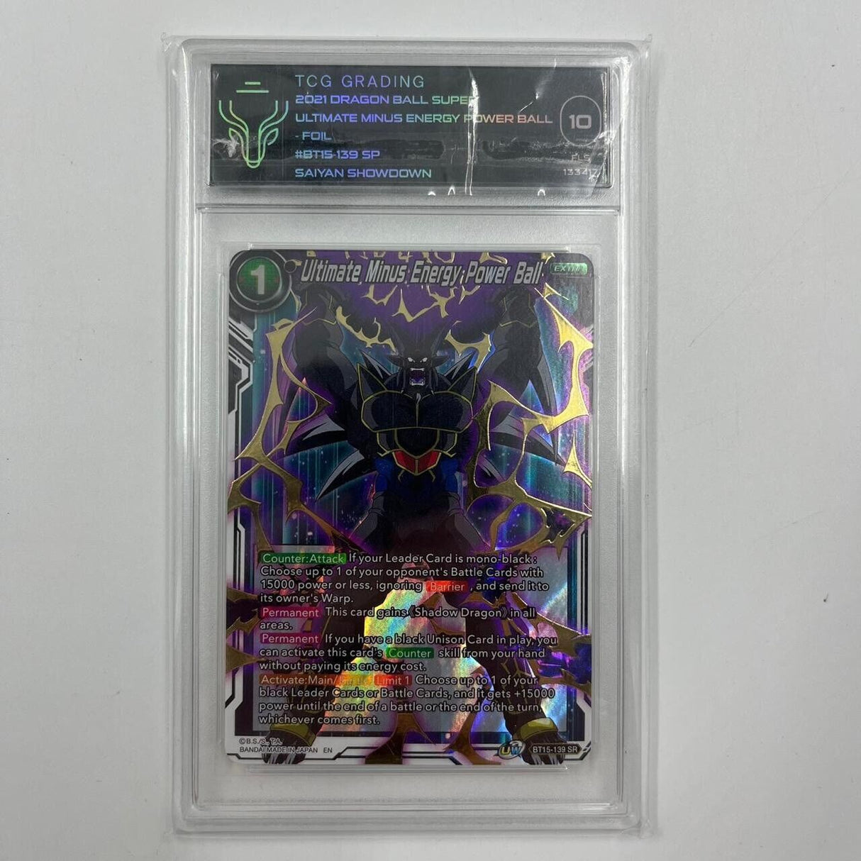 Super Ultimate Minus Energy Power Ball Dragon Ball BT15-139SR Graded TCG 10