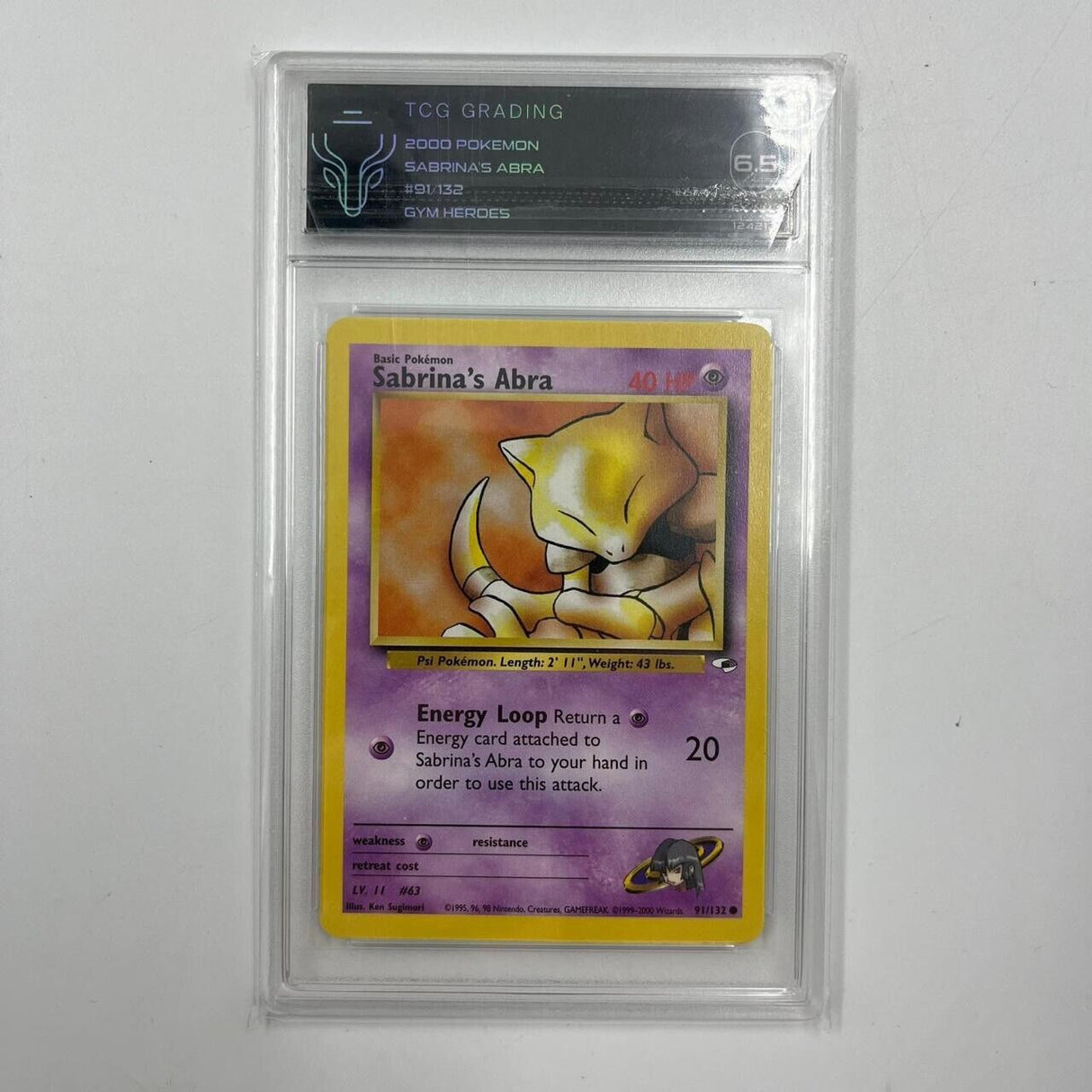 Sabrina's Abra Pokemon Card 91/132 Gym Heroes Graded TCG 6.5