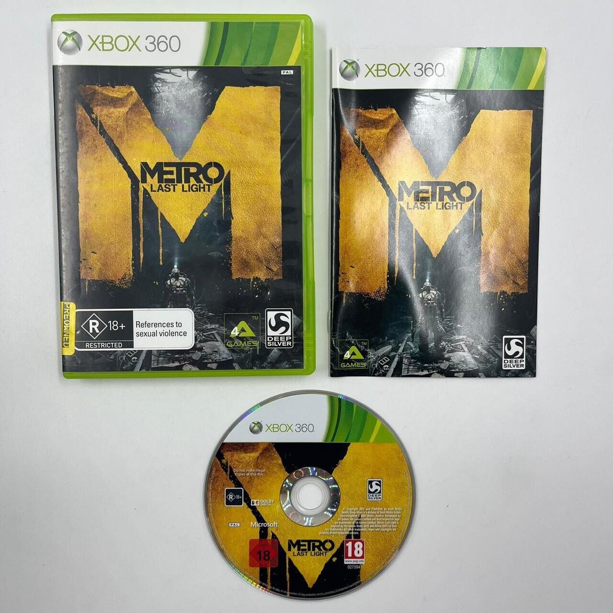 Metro Last Night Xbox 360 Game + Manual PAL