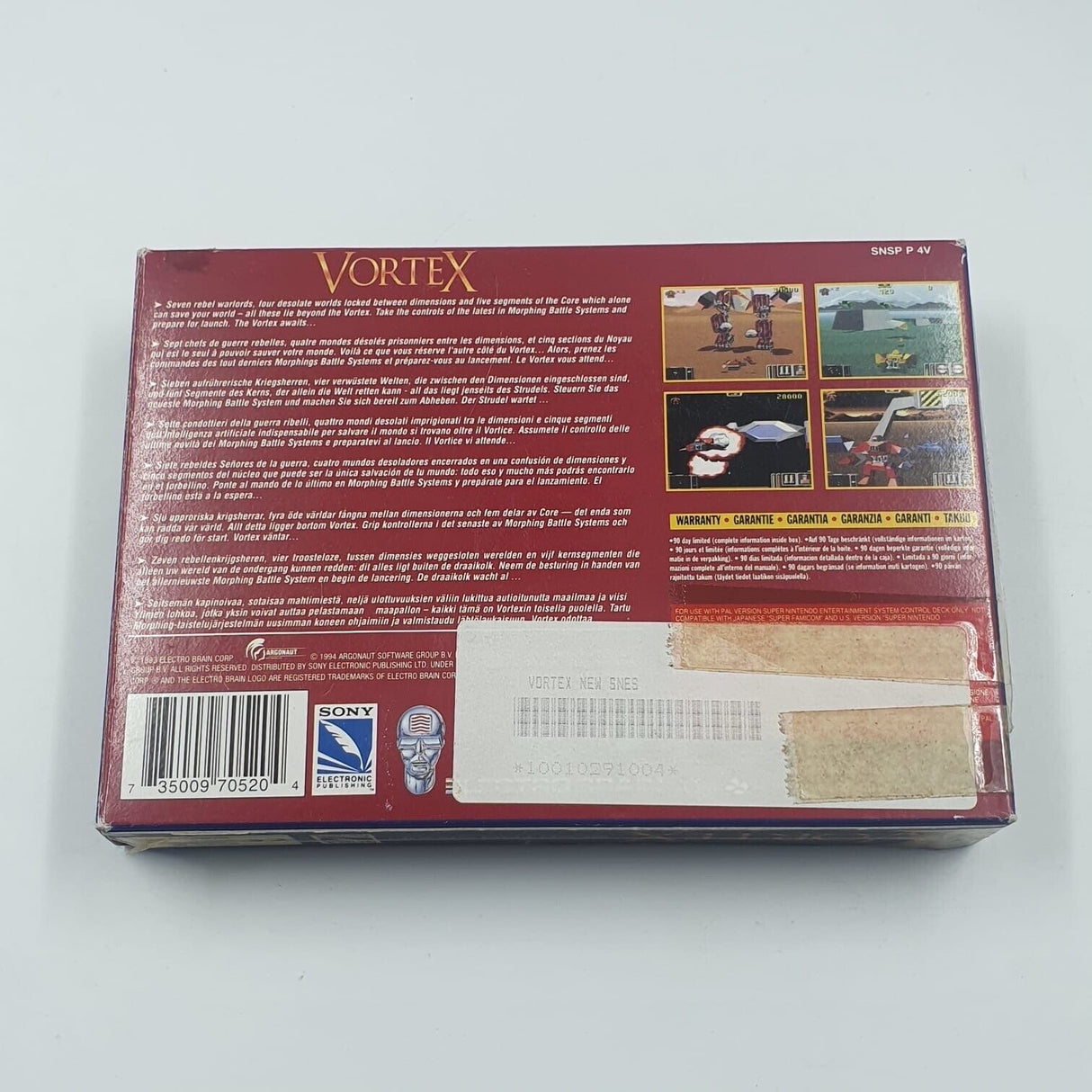 Vortex Super Nintendo Entertainment System SNES Game Boxed + Manual PAL