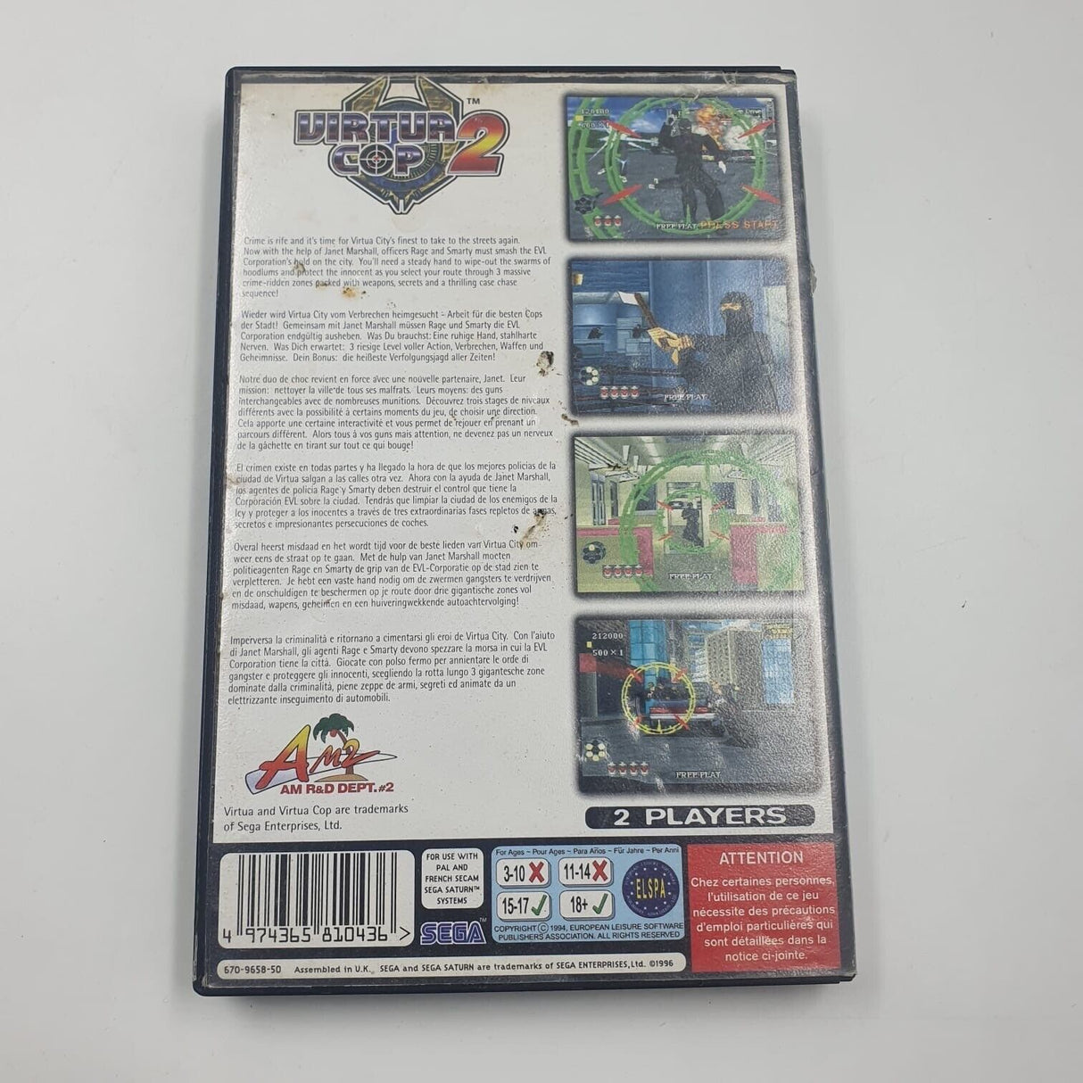 Virtua Cop 2 Sega Saturn Game Boxed PAL