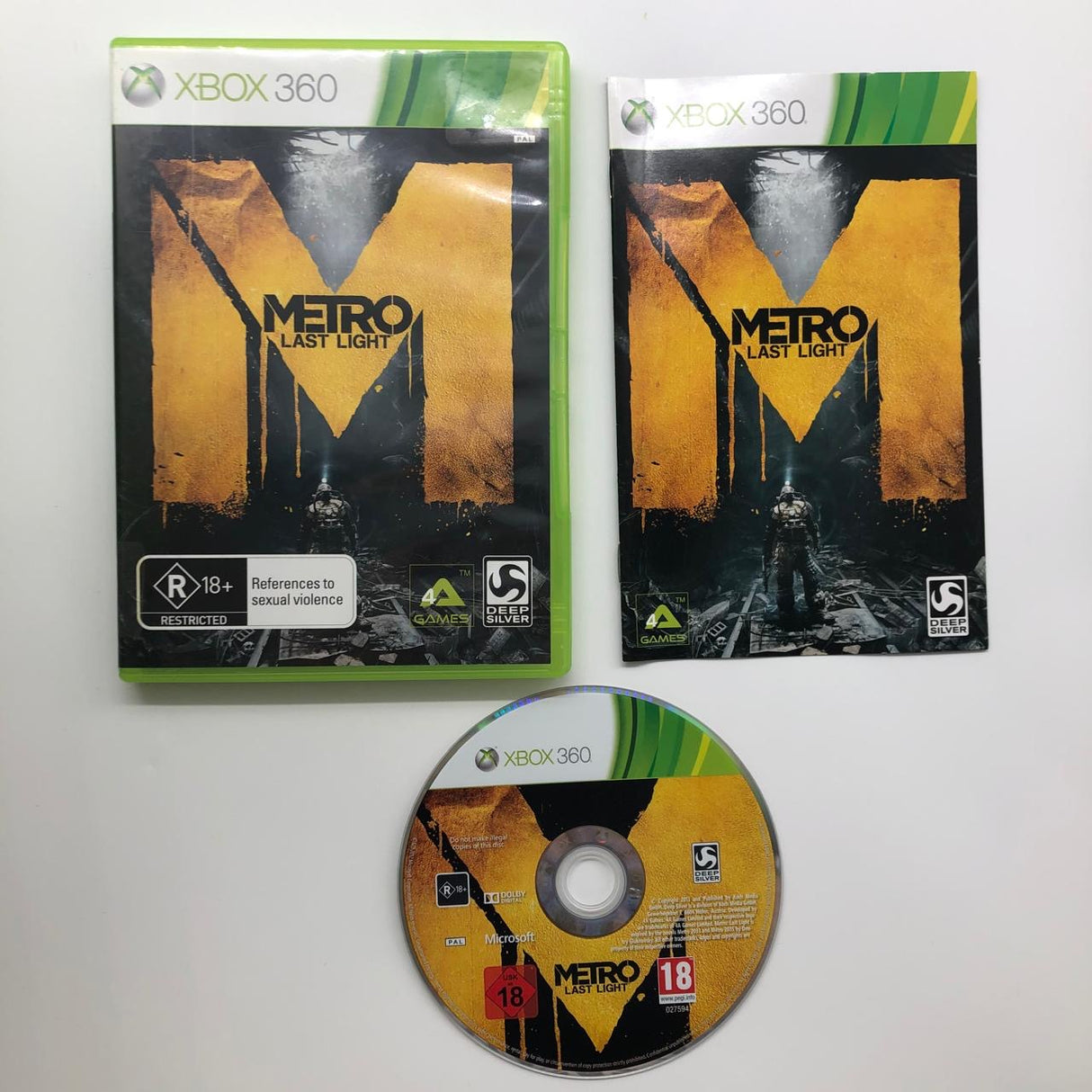 Metro Last Light Xbox 360 Game + Manual PAL