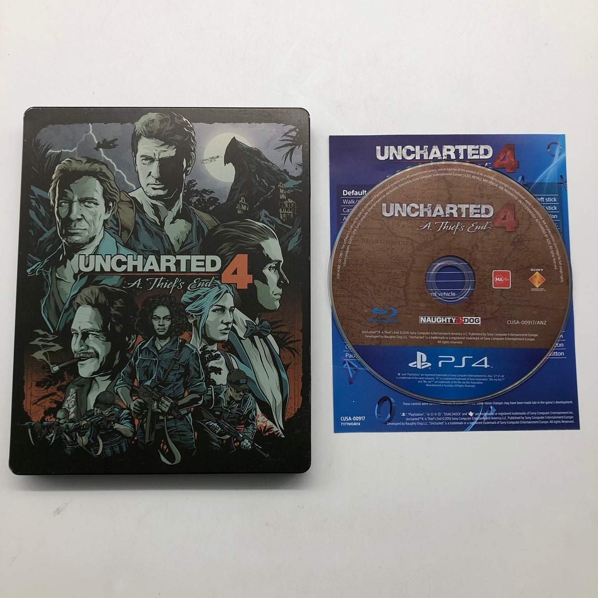 Uncharted 4 A Thief's End Steelbook Edition PS4 Playstation 4 Game + Manual 25AU4
