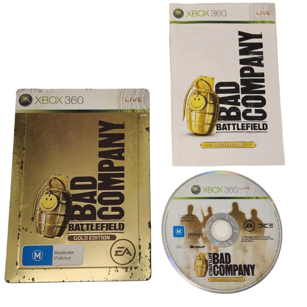 Battlefield Bad Company: Gold Edition Steelbook Xbox 360 Game + Manual