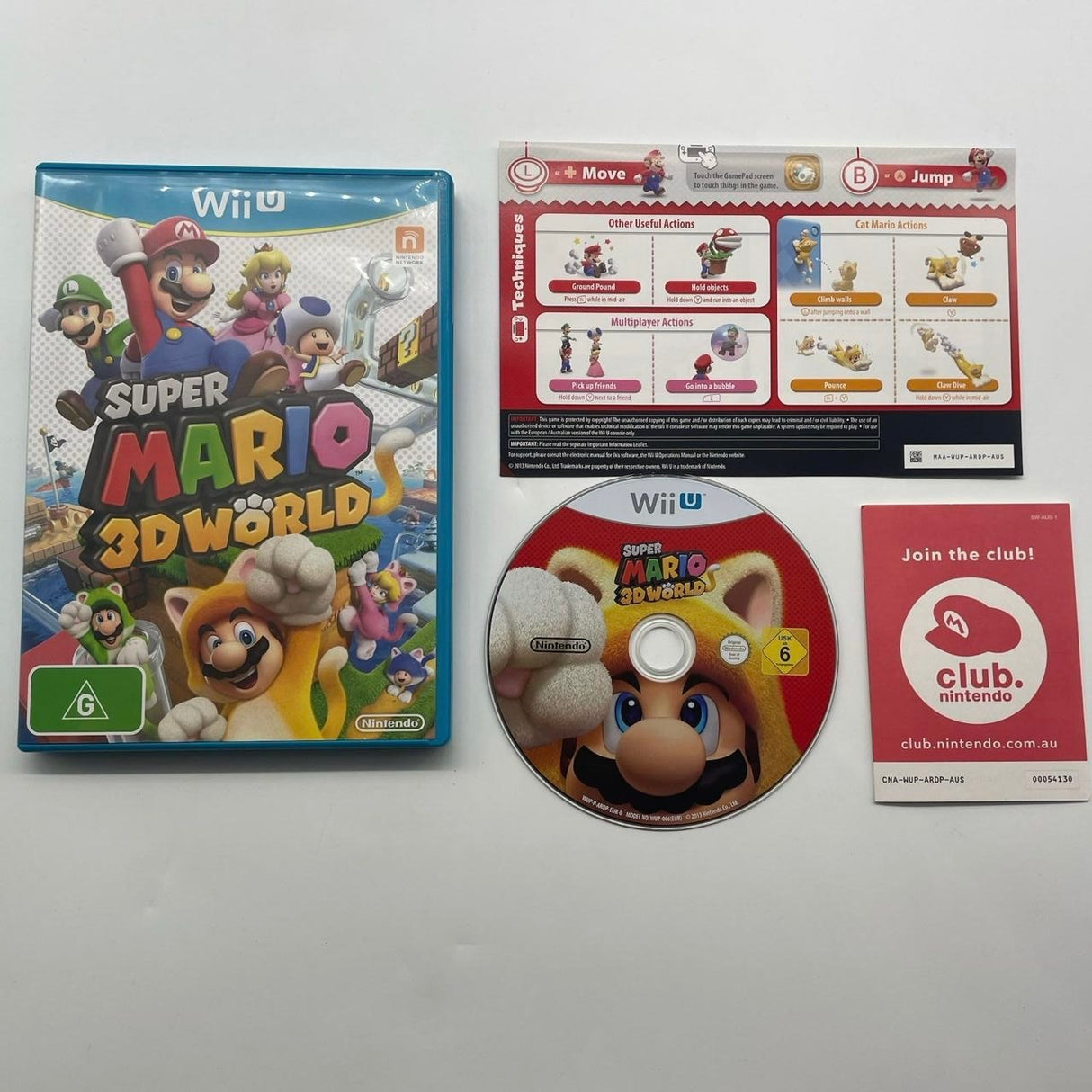 Super Mario 3D World Nintendo Wii U Game + Manual PAL