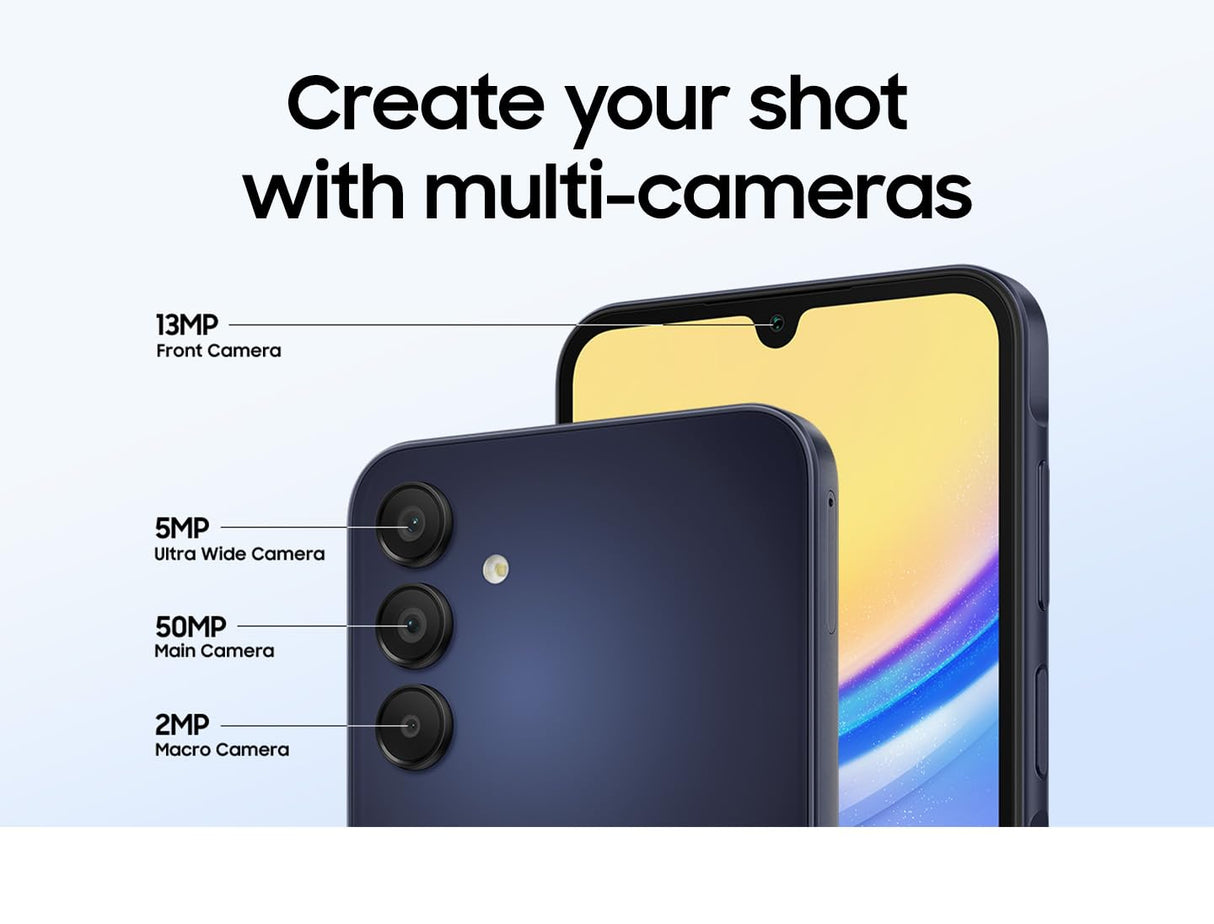 Samsung Galaxy A15 5G Unlocked Android Mobile Phone, 128GB/GB Blue Black Brand New Sealed