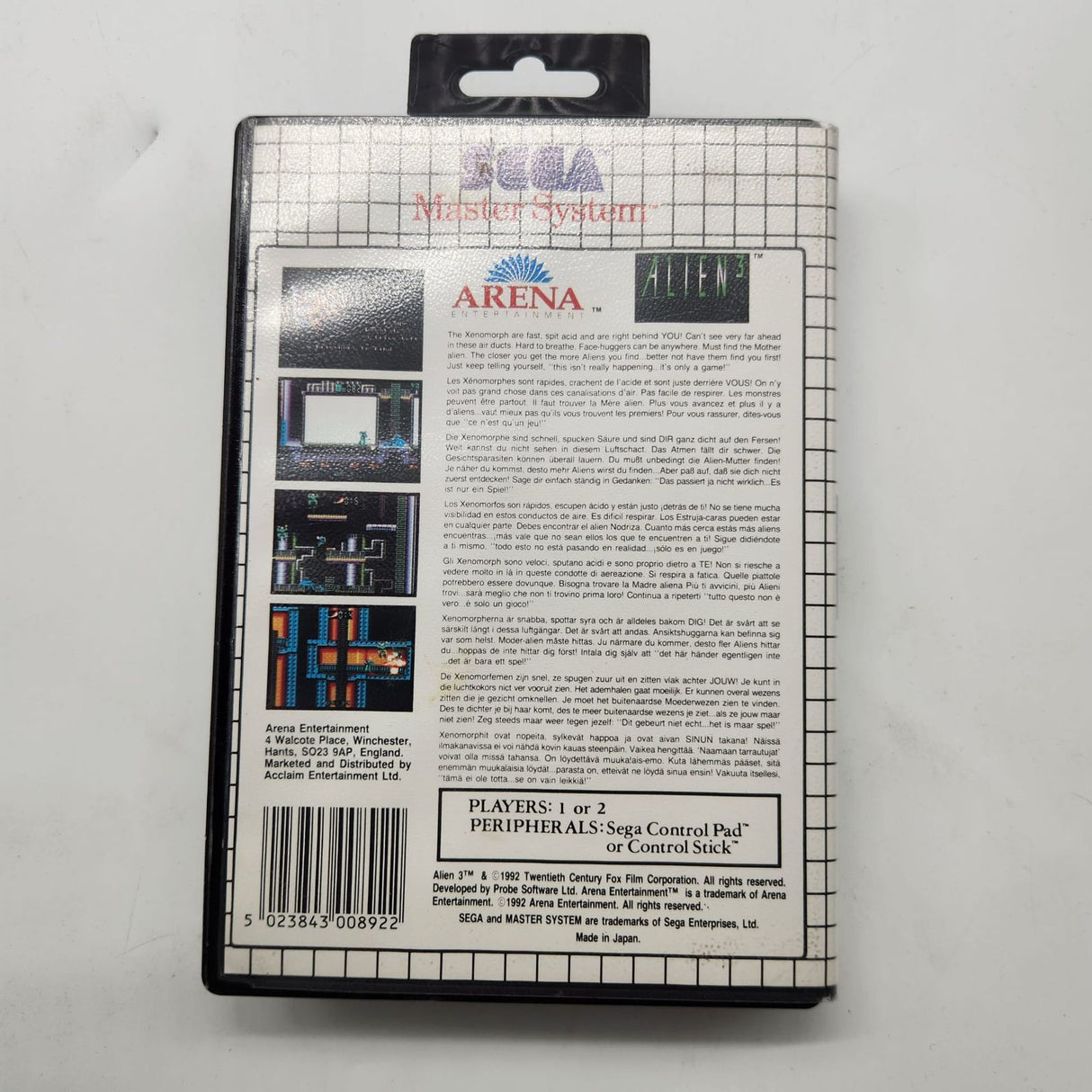 Alien 3 Sega Master System Game + Manual PAL