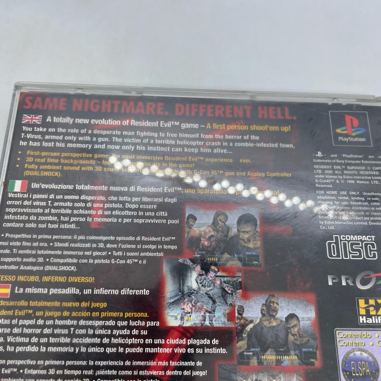 Resident Evil Survivor PS1 Playstation 1 Game PAL