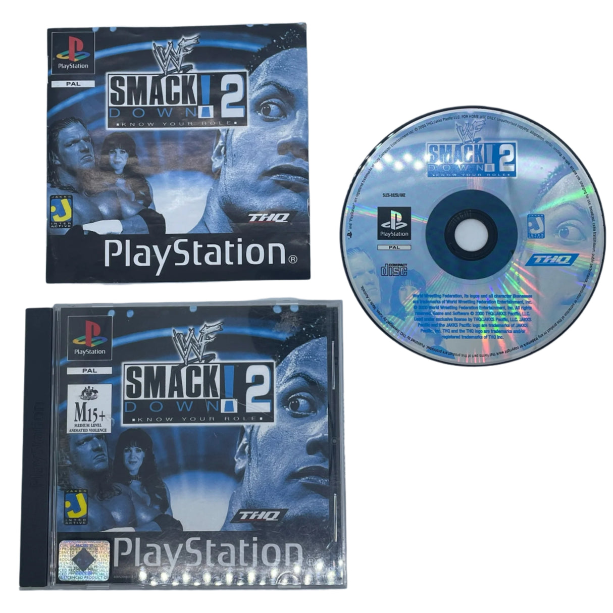 WWF SmackDown 2 Know Your Role PS1 PlayStation 1 Game + Manual PAL