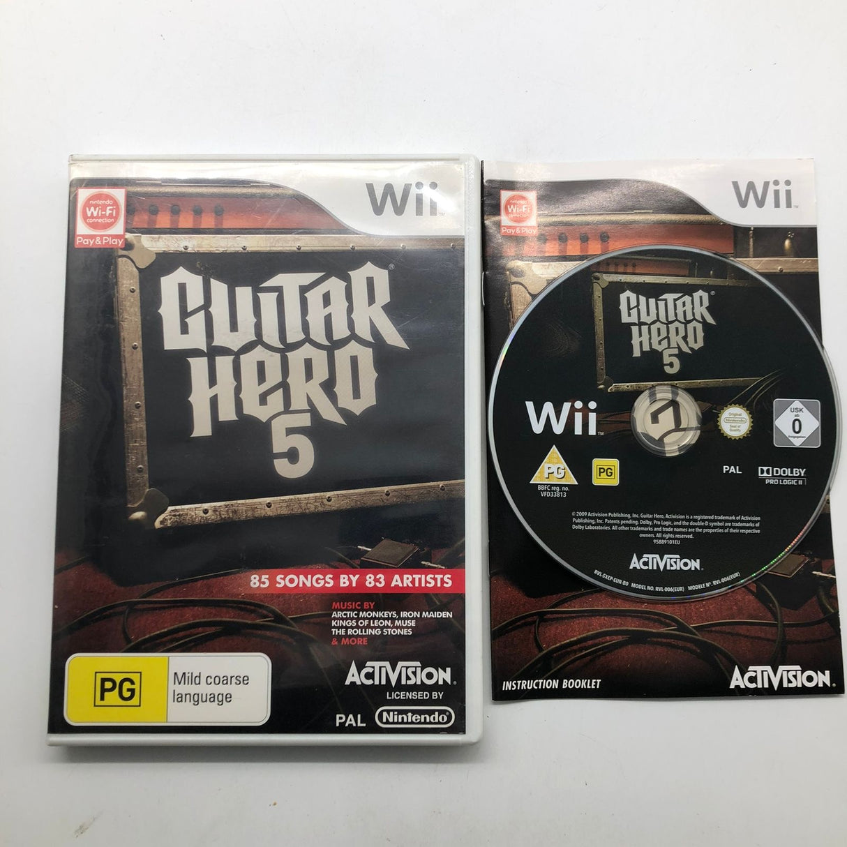 Guitar Hero 5 Nintendo Wii Game + Manual PAL 25AU4