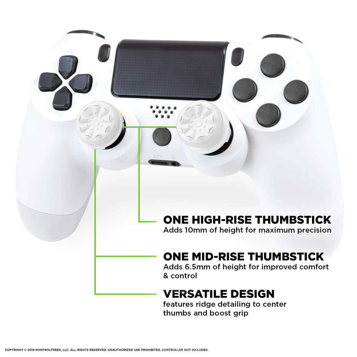 KKontrolFreek FPS Freek Galaxy white for Playstation 4/5 PS4 PS5 Performance Thumbsticks 1 High-Rise, 1 Mid-Rise White