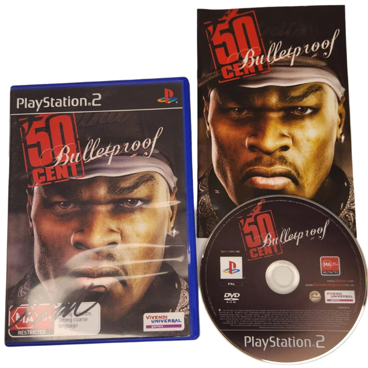 Signed 50 Cent Bulletproof PS2 Playstation 2 Game + Manual PAL