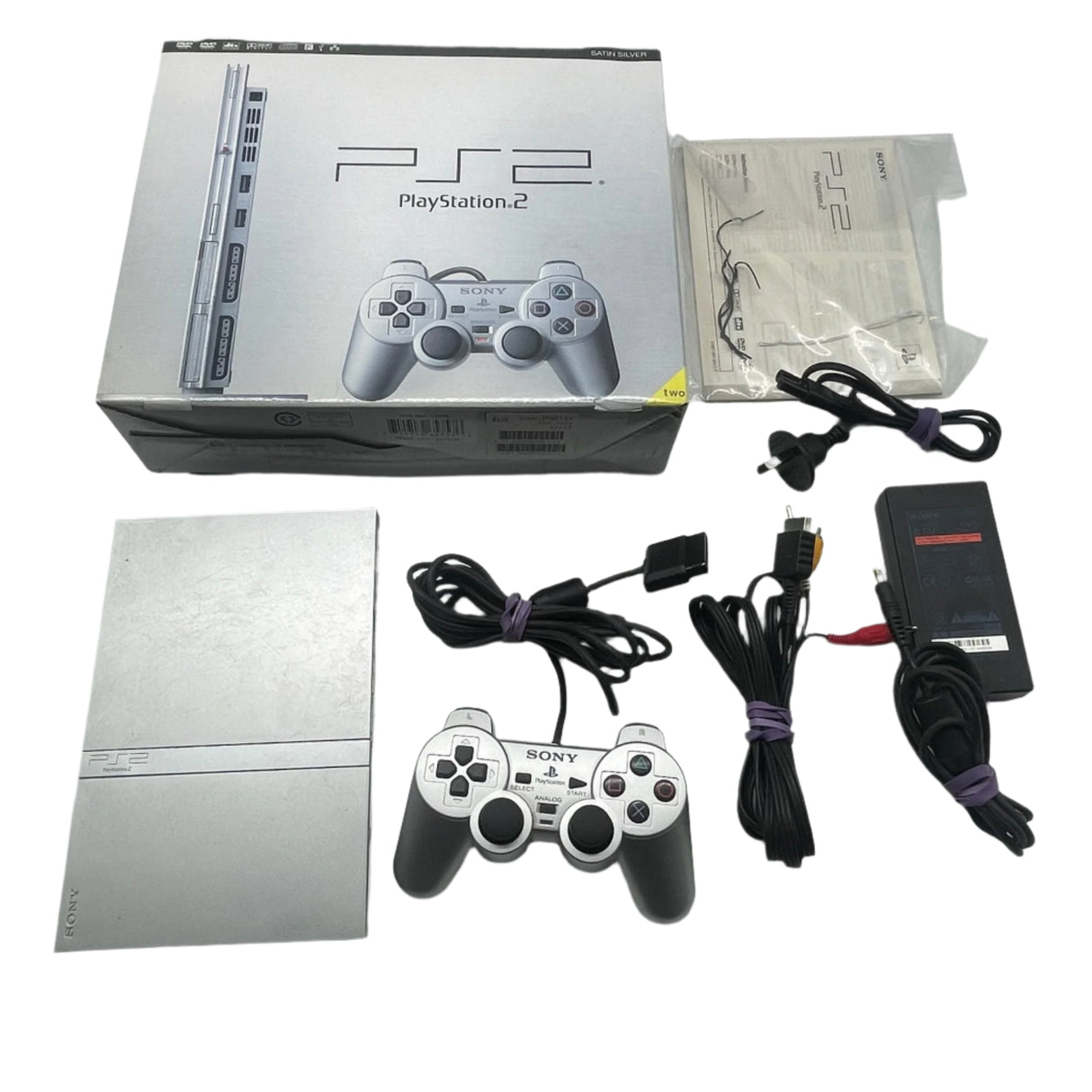 Sony PS2 PlayStation 2 Silver Slim Console with Controller Boxed PAL