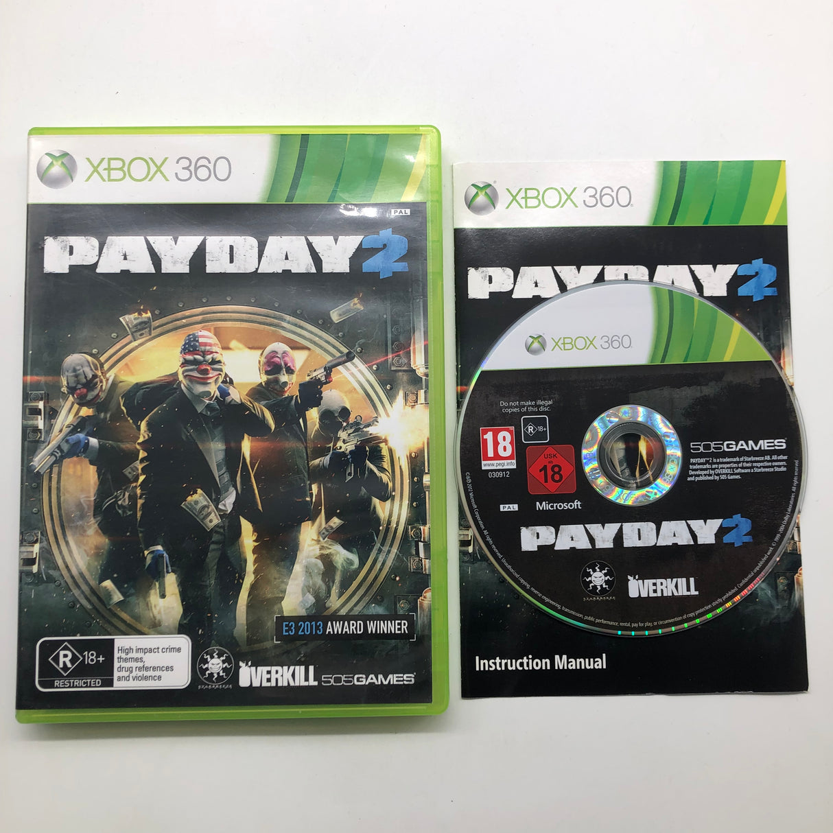 Payday 2 Xbox 360 Game + Manual PAL