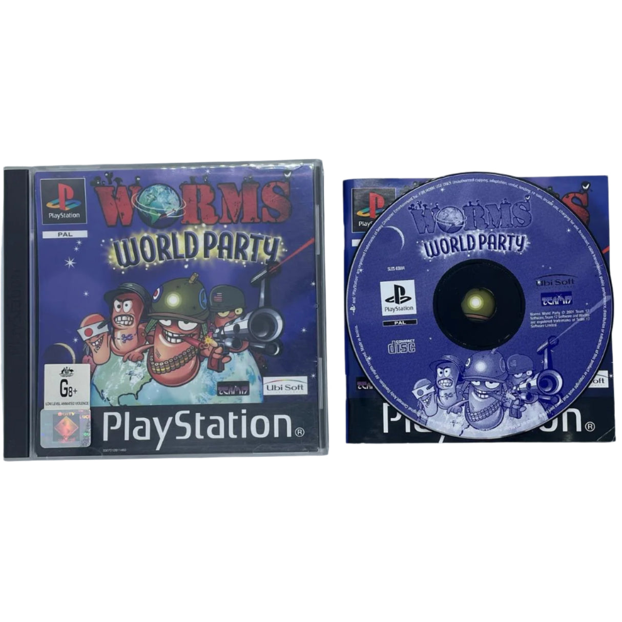 Worms World Party PS1 Playstation 1 Game + Manual PAL