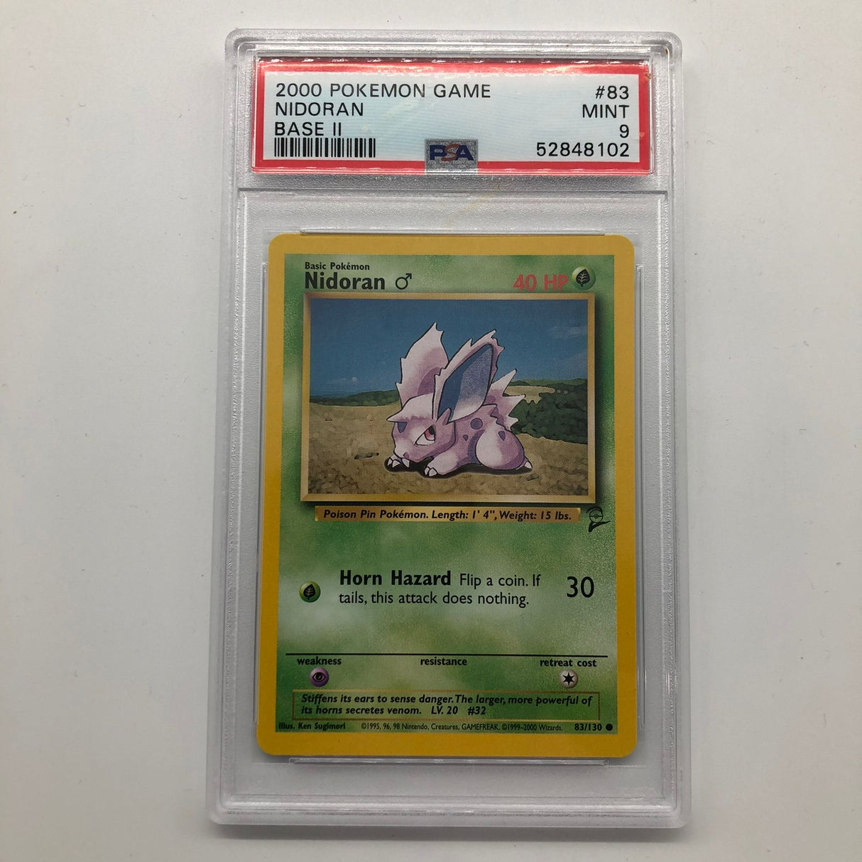 Nidoran Pokemon Card 83/130 Base set 2 Graded PSA 9