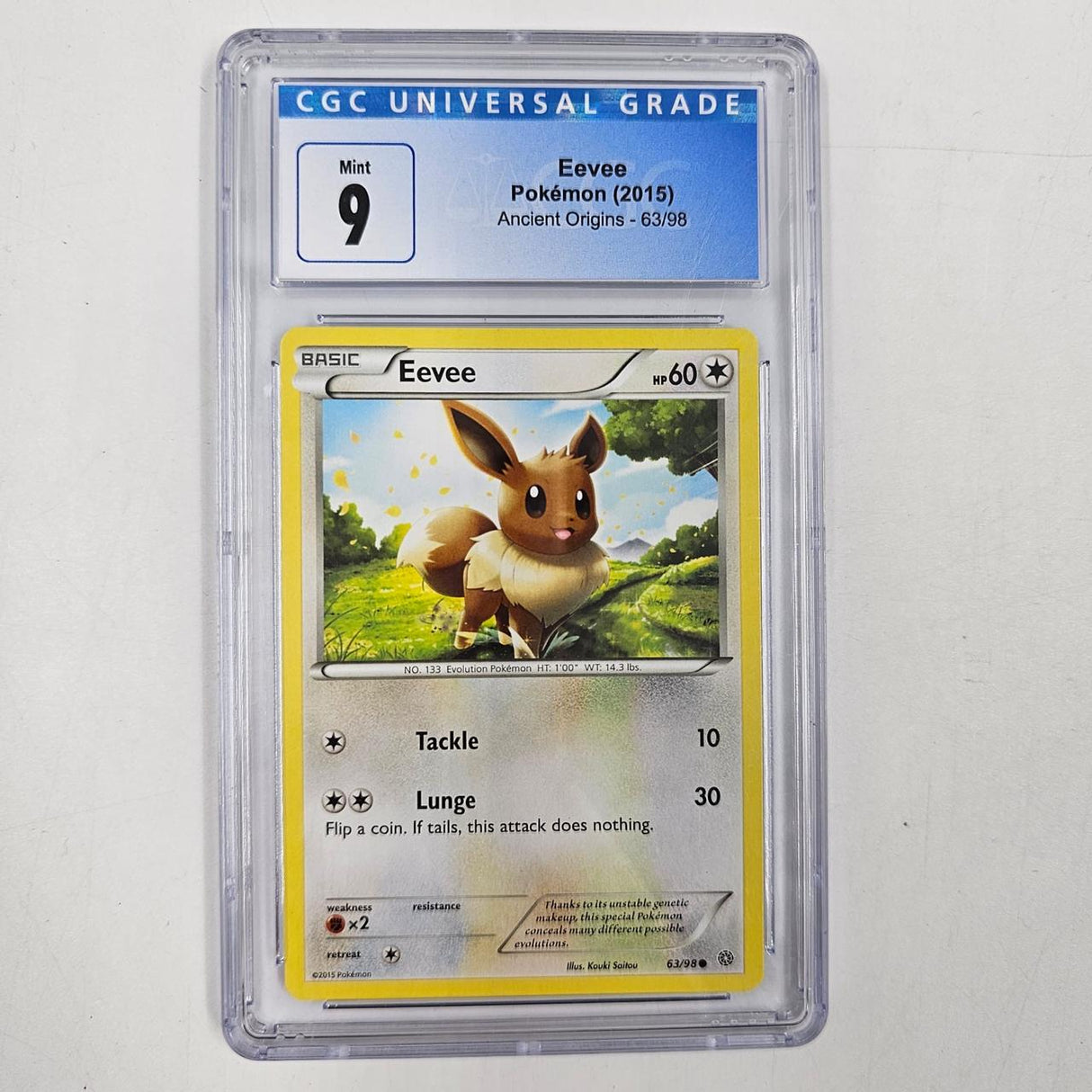 Eevee Pokemon Card 63/98 Ancient Origins Graded CGC 9