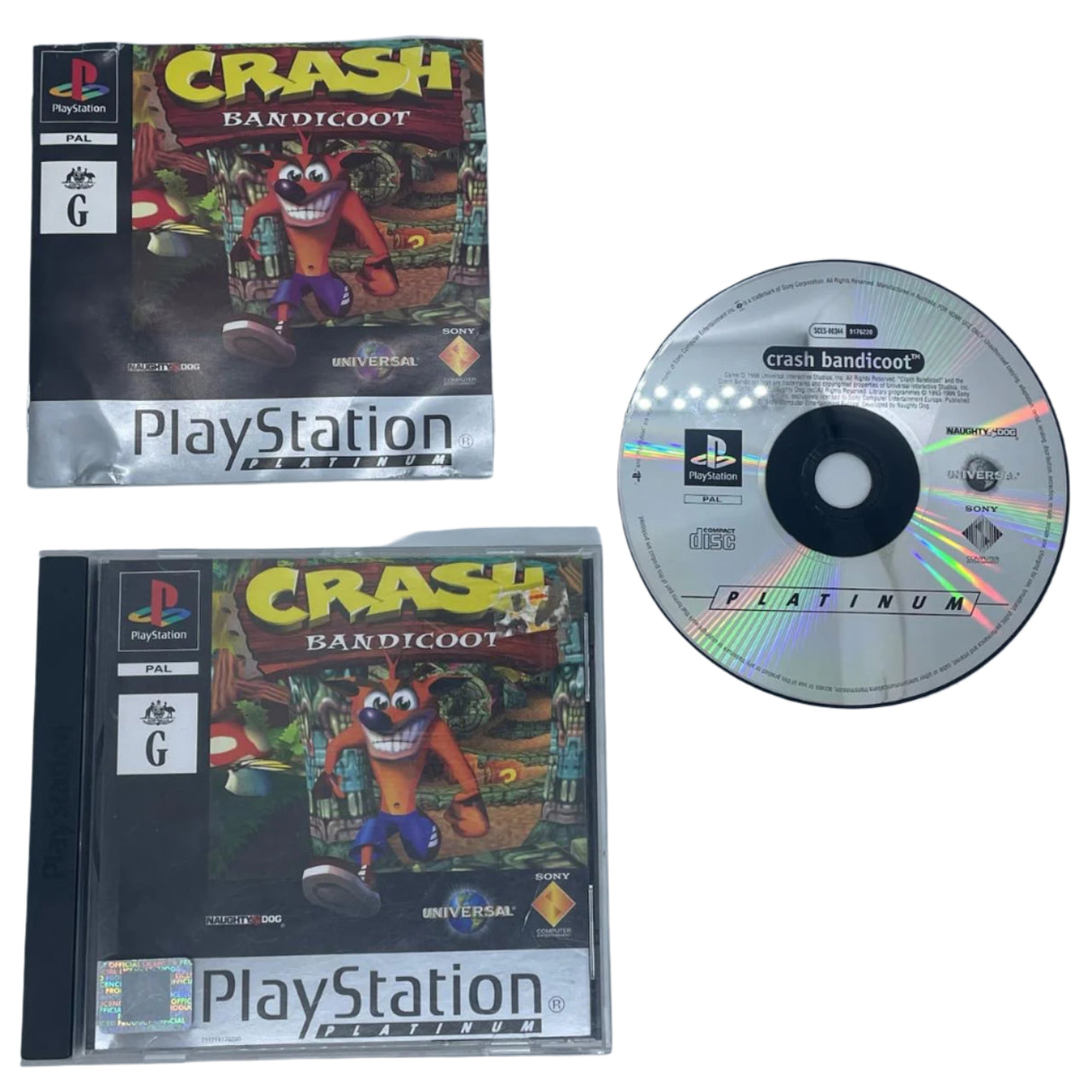Crash Bandicoot PS1 Playstation 1 Game + Manual PAL