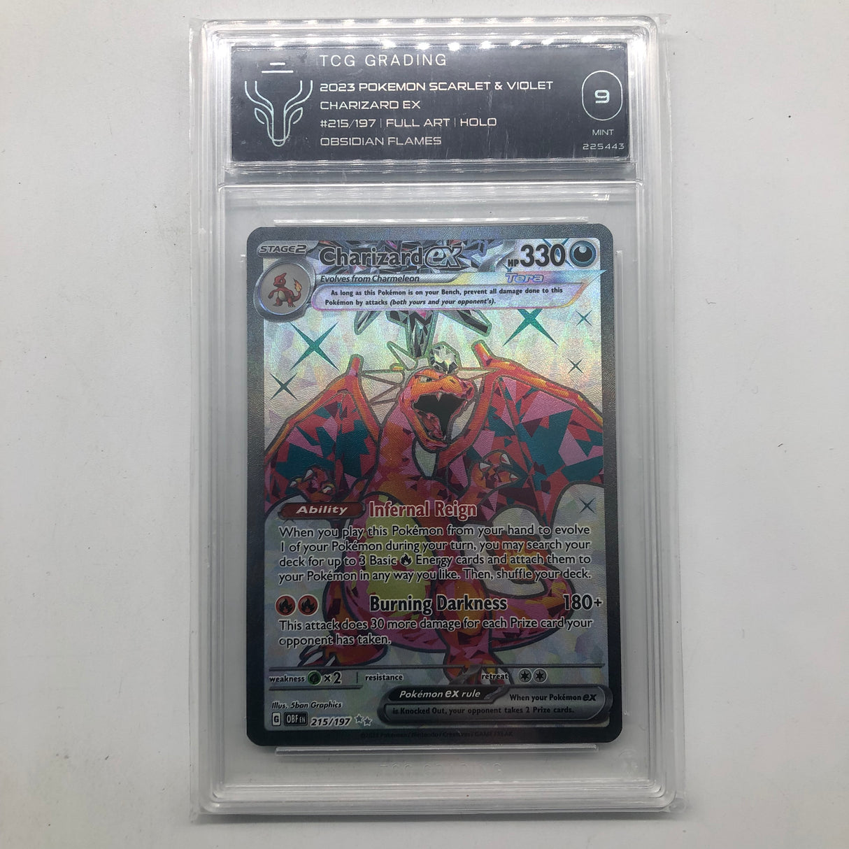 Charizard EX Pokemon Card 215/197 Obsidian Flames Graded TCG 9 25AU4