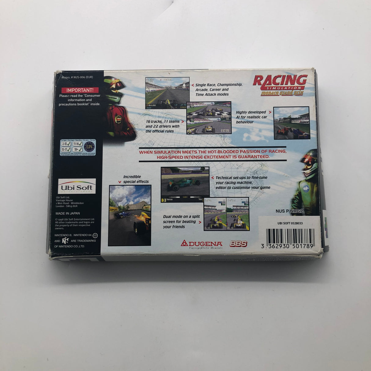 Racing simulation Monaco Grand Prix Nintendo 64 N64 Game Boxed Complete PAL