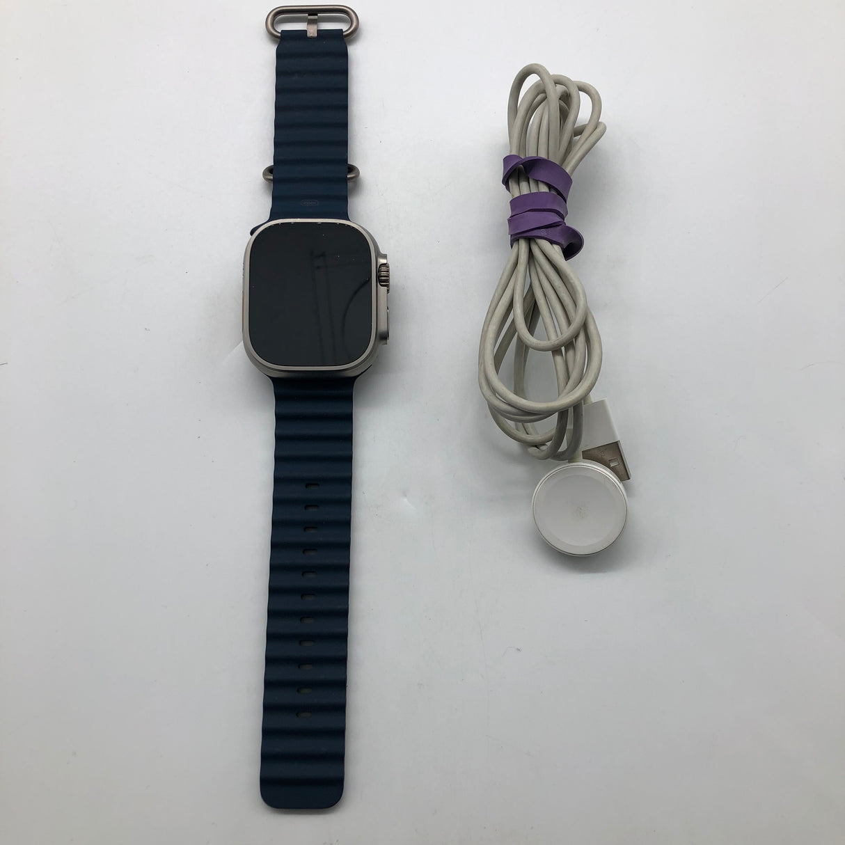 Apple Watch Ultra 49mm Titanium Case with Midnight Ocean Band And Charger 25AU4