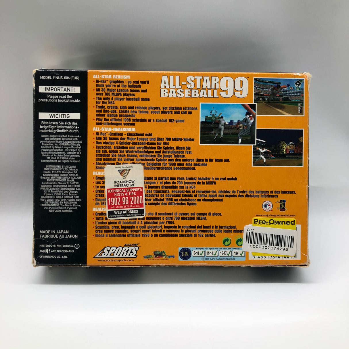 All-Star Baseball 99 Nintendo 64 N64 Game Boxed + Manual PAL