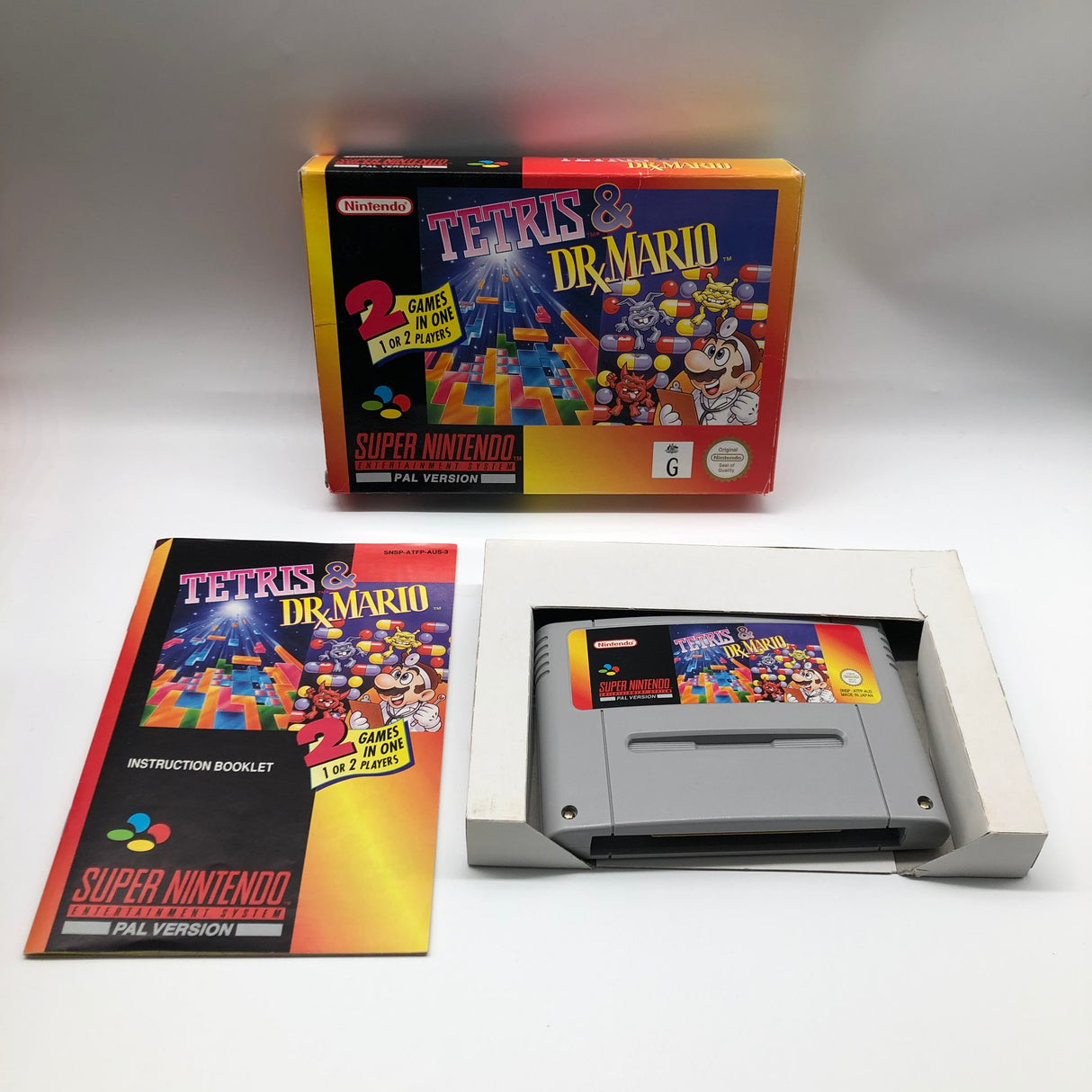 Tetris and Dr. Mario Super Nintendo SNES Game Boxed Complete PAL