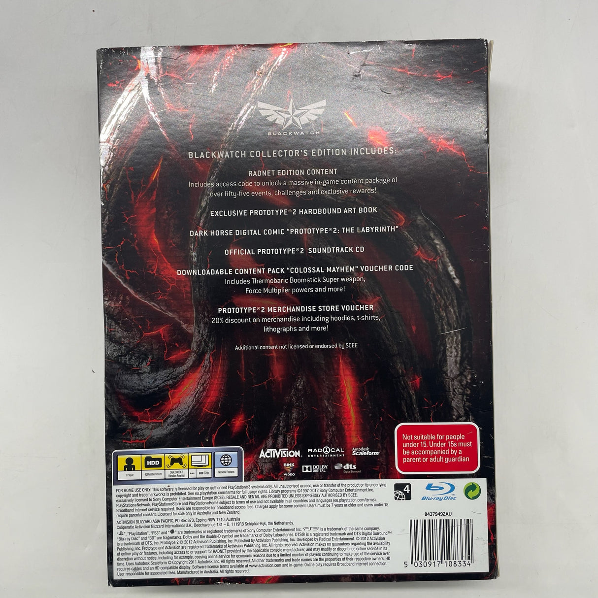 Prototype 2 Blackwatch Collectors Edition PS3 Playstation 3 Game + Manual