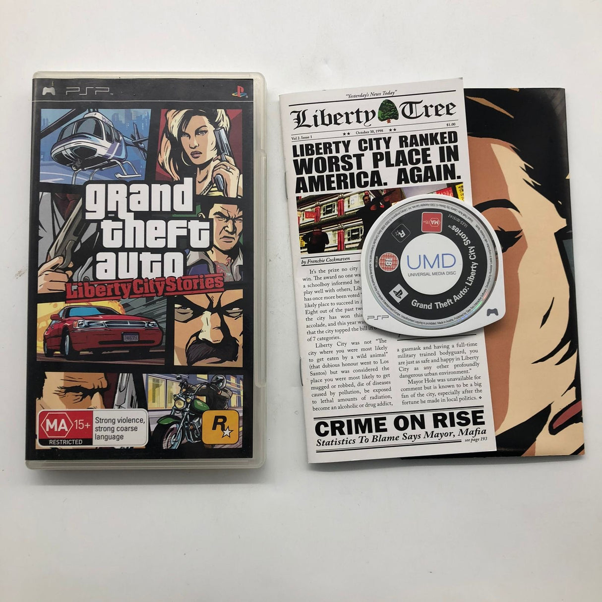 Grand Theft Auto GTA Liberty City Stories PSP Playstation Portable Game + Manual