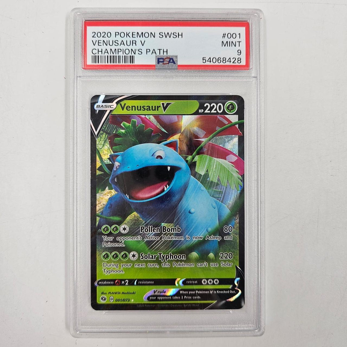Venusaur V Pokemon Card 001/073 Champion's Path Graded PSA 9