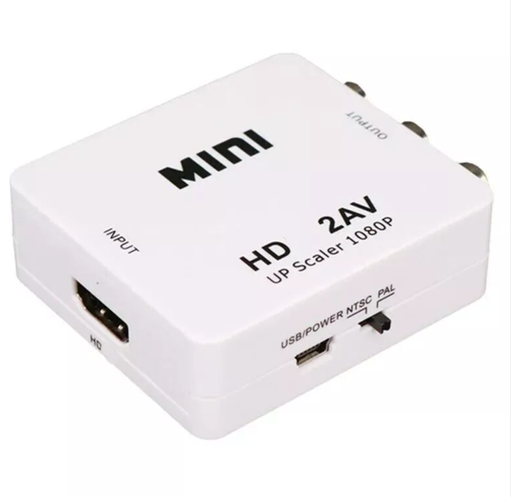 Composite AV CVBS 3RCA to HDMI Video Cable Converter 1080p Upscaling White