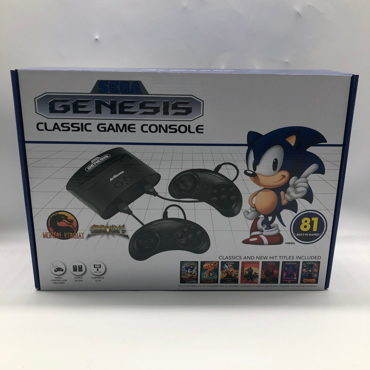 Sega Mega Drive / Genesis Classic Game Console with 81 Built-in Games Black Boxed