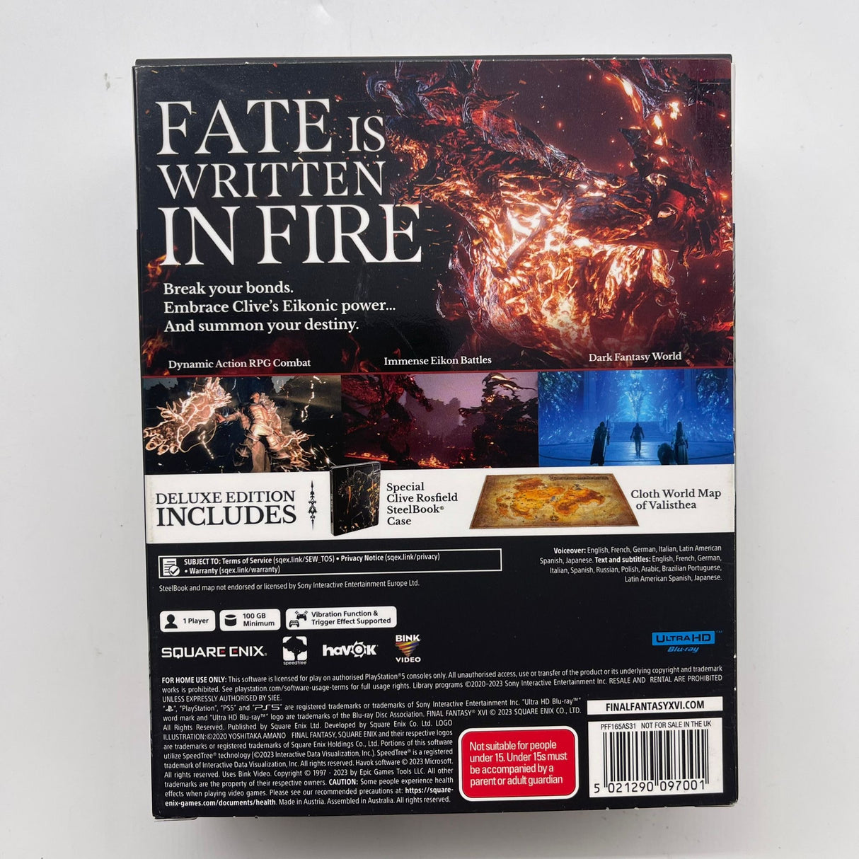 Final Fantasy 16 XVI Deluxe Edition PS5 Playstation 5 Steelbook Game Boxed