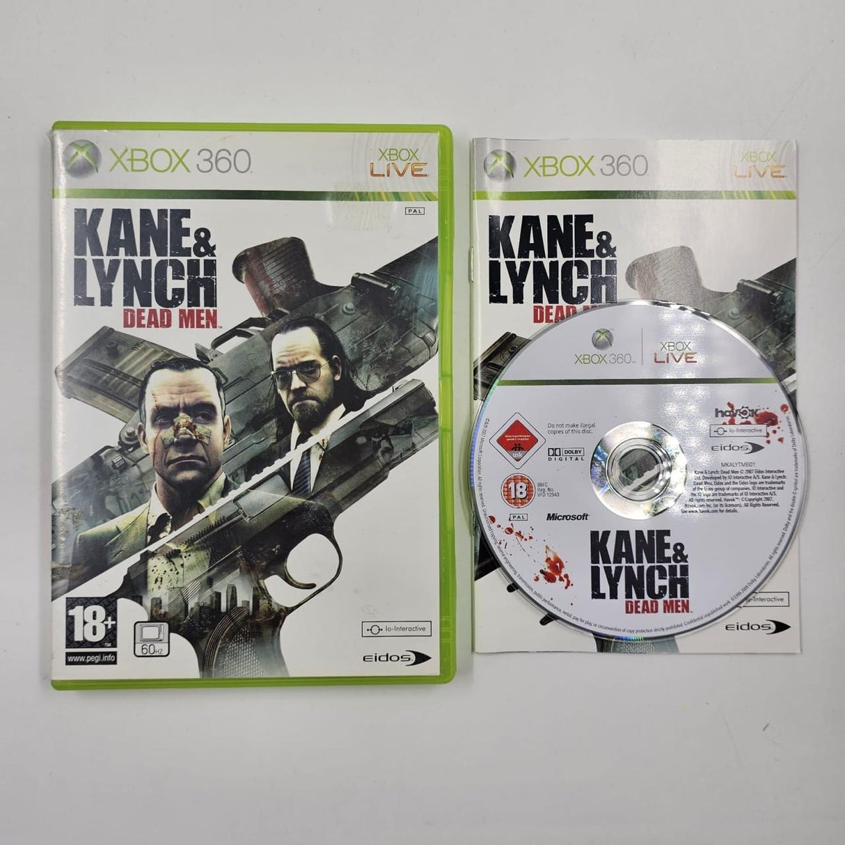 Kane & Lynch Dead Men Xbox 360 Game + Manual PAL