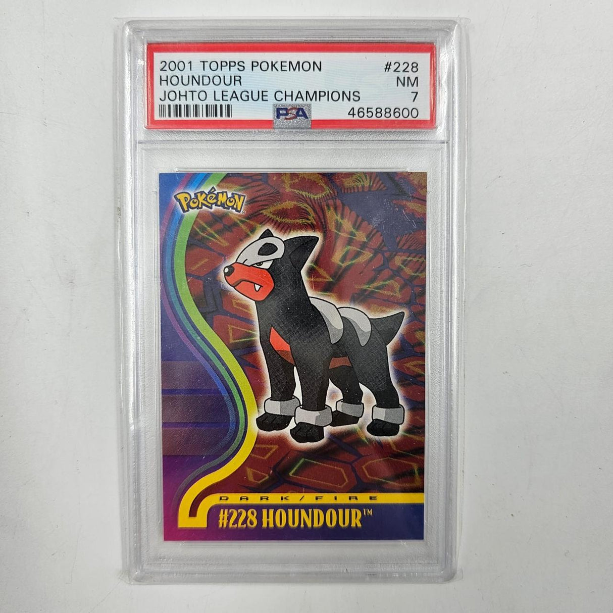2001 Topps Pokemon Houndour Johto League Champions Pokemon Card #228 PSA Graded 7