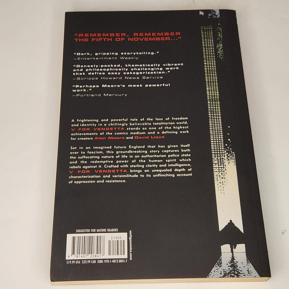 DC Collectibles Comics Vertigo V for Vendetta Book and Mask