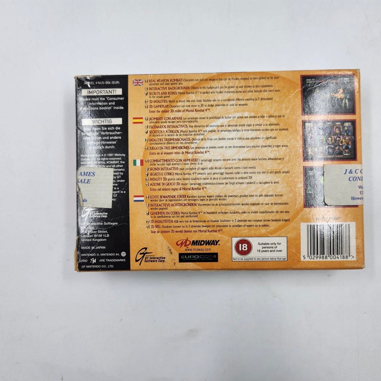 Mortal Kombat 4 Nintendo 64 N64 Game Boxed Complete PAL